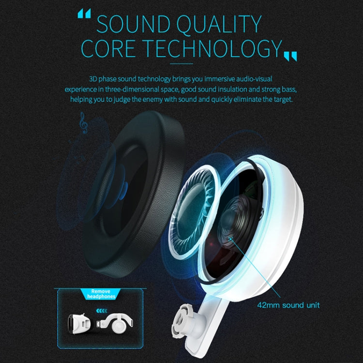 แว่นตาวิดีโอ 3D ความจริงเสมือน VR SHINECON G06E เหมาะสำหรับสมาร์ทโฟนขนาด 4.7 นิ้ว - 6.1 นิ้ว พร้อมชุดหูฟัง, G06E