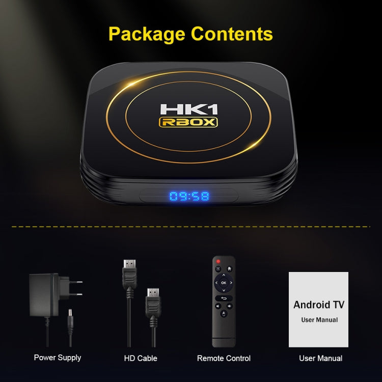 HK1 RBOX-H8S สมาร์ททีวีบ็อกซ์ 4K Ultra HD Android 12.0 พร้อมรีโมทคอนโทรล, Allwinner H618 Quad-Core, 4GB+64GB, 4GB+64GB