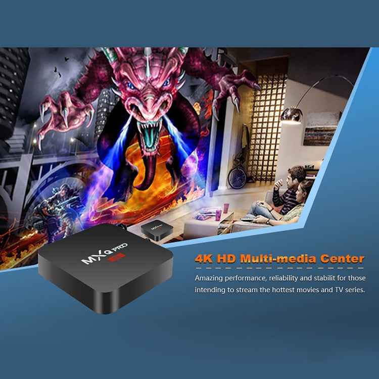MXQ PROi สมาร์ททีวีบ็อกซ์ 1080P 4K HD พร้อมรีโมทคอนโทรล, Android 7.1 S905W Quad Core Cortex-A53 ความเร็วสูงสุด 2GHz, RAM: 2GB, ROM: 16GB, รองรับ WiFi, ปลั๊ก UK, 2GB+16GB, ปลั๊ก UK