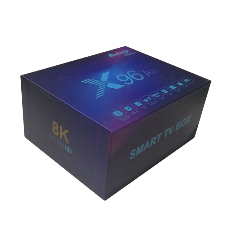 X96 Air 8K สมาร์ททีวีบ็อกซ์ Android 9.0 เครื่องเล่นมีเดียพร้อมรีโมทคอนโทรล, Quad-core Amlogic S905X3, RAM: 4GB, ROM: 32GB, WiFi สองย่านความถี่, บลูทูธ, ปลั๊ก AU, 4GB+32GB