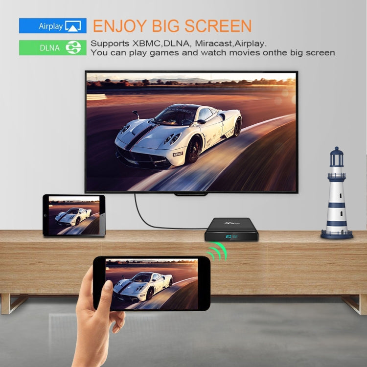 X96 Air 8K สมาร์ททีวีบ็อกซ์ Android 9.0 เครื่องเล่นมีเดียพร้อมรีโมทคอนโทรล, Quad-core Amlogic S905X3, RAM: 4GB, ROM: 64GB, WiFi สองย่านความถี่, บลูทูธ, ปลั๊ก AU, 4GB+64GB