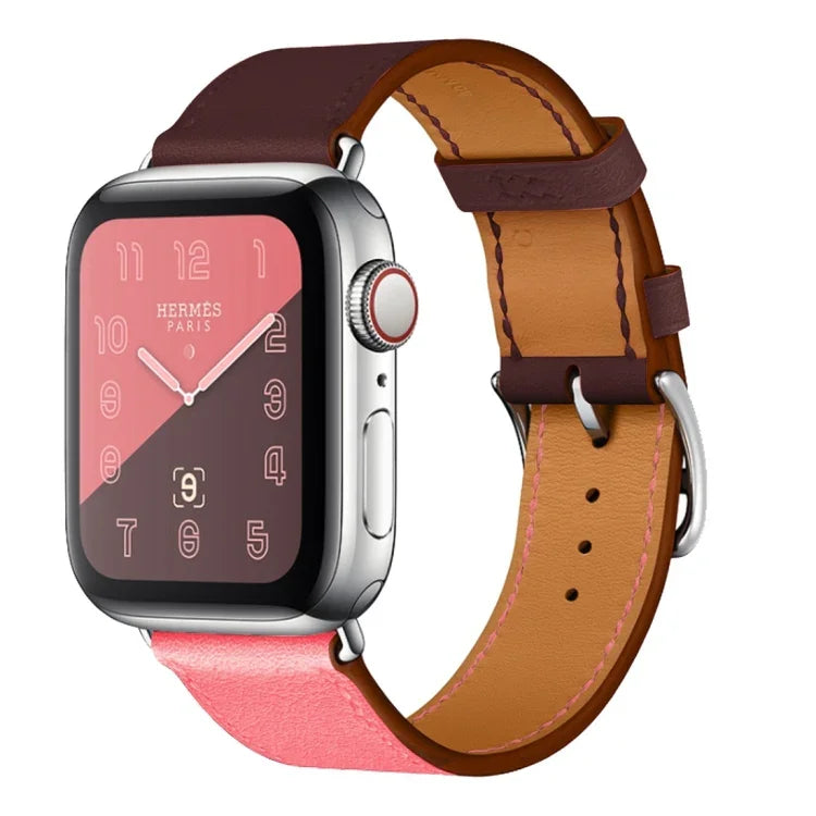 Two Color Single Loop Leather Wrist Strap Watchband for Apple Watch Series 3 & 2 & 1, 38mm Orange+Bright Blue, 42mm Orange+Bright Blue, 38mm Pink+Wine Red, 42mm Pink+Wine Red, 38mm Amber+Orange Red+Light Rose Red, 42mm Amber+Orange Red+Light Rose Red  ...