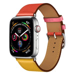 Two Color Single Loop Leather Wrist Strap Watchband for Apple Watch Series 3 & 2 & 1, 38mm Orange+Bright Blue, 42mm Orange+Bright Blue, 38mm Pink+Wine Red, 42mm Pink+Wine Red, 38mm Amber+Orange Red+Light Rose Red, 42mm Amber+Orange Red+Light Rose Red  ...