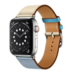 Two Color Single Loop Leather Wrist Strap Watchband for Apple Watch Series 3 & 2 & 1, 38mm Orange+Bright Blue, 42mm Orange+Bright Blue, 38mm Pink+Wine Red, 42mm Pink+Wine Red, 38mm Amber+Orange Red+Light Rose Red, 42mm Amber+Orange Red+Light Rose Red  ...