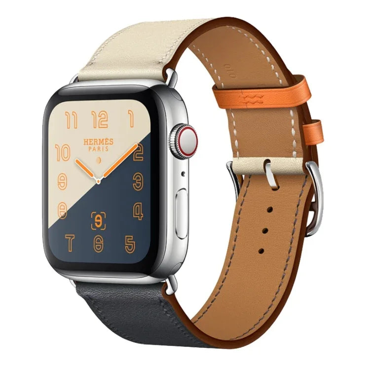 Two Color Single Loop Leather Wrist Strap Watchband for Apple Watch Series 3 & 2 & 1, 38mm Orange+Bright Blue, 42mm Orange+Bright Blue, 38mm Pink+Wine Red, 42mm Pink+Wine Red, 38mm Amber+Orange Red+Light Rose Red, 42mm Amber+Orange Red+Light Rose Red  ...