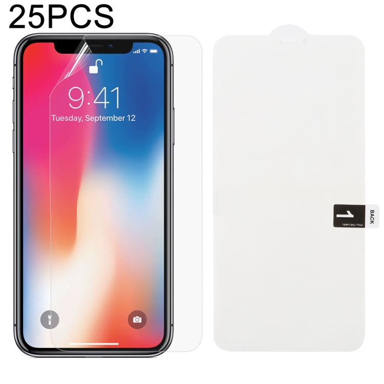 25 ชิ้น ฟิล์มไฮโดรเจลนุ่มเต็มจอด้านหน้าพร้อมสำลีแอลกอฮอล์ + บัตรขูดสำหรับ iPhone 6 / 7 / 8 (25 ชิ้น), สำหรับ iPhone 6 Plus (25 ชิ้น), สำหรับ iPhone 7 Plus / 8 Plus (25 ชิ้น), สำหรับ iPhone X / XS (25 ชิ้น), สำหรับ iPhone XR (25 ชิ้น), iPhone XS Max