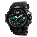 นาฬิกาข้อมือผู้ชาย SKMEI 1155B สำหรับกีฬากลางแจ้ง ฟังก์ชันหลากหลาย เรืองแสง กันน้ำ หน้าปัดใหญ่