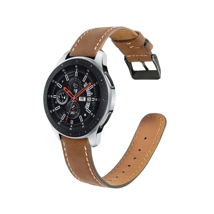 สายรัดนาฬิกาหนังแท้ปลายกลมสำหรับเปลี่ยน, สำหรับ Samsung Galaxy Watch 3 41 มม., สำหรับ Samsung Galaxy Watch 3 45 มม., สำหรับ Samsung Galaxy Watch 42 มม., สำหรับ Samsung Galaxy Watch 46 มม.