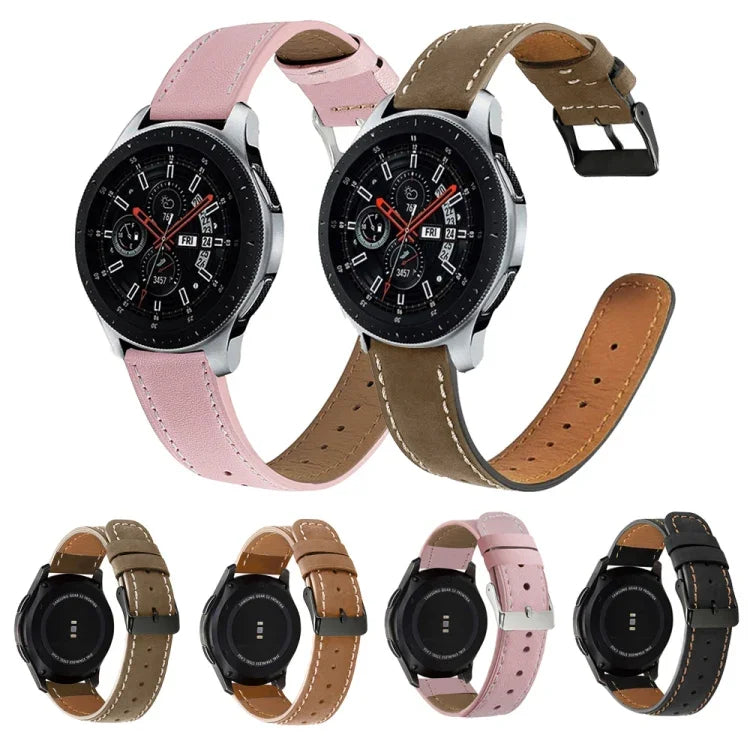 สายรัดนาฬิกาหนังแท้ปลายกลมสำหรับเปลี่ยน, สำหรับ Samsung Galaxy Watch 3 41 มม., สำหรับ Samsung Galaxy Watch 3 45 มม., สำหรับ Samsung Galaxy Watch 42 มม., สำหรับ Samsung Galaxy Watch 46 มม.