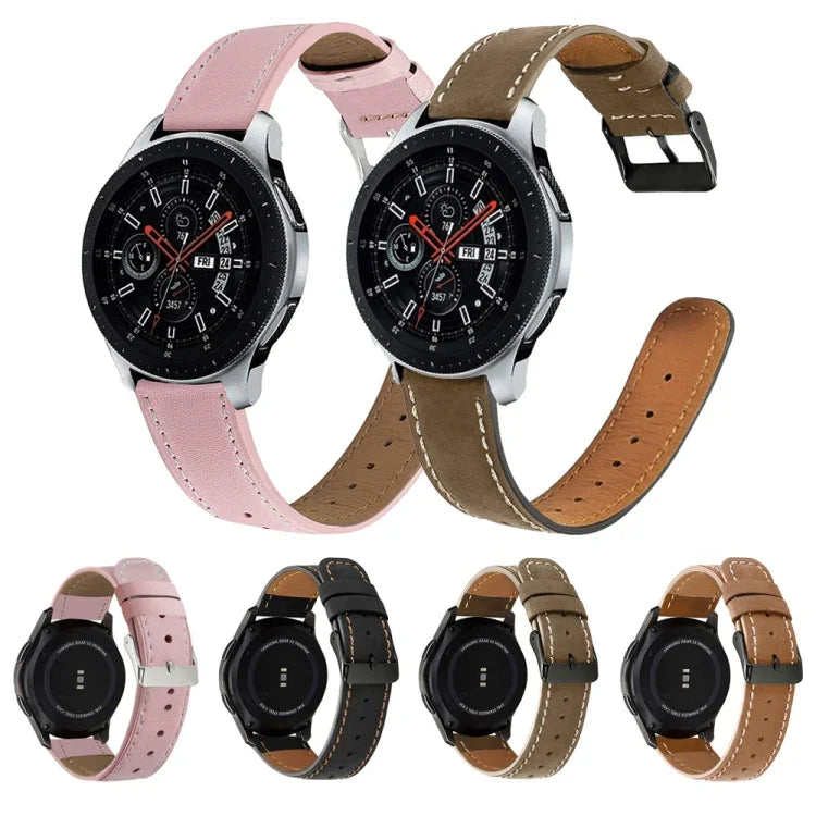 สายรัดนาฬิกาหนังแท้ปลายกลมสำหรับเปลี่ยน สำหรับ Samsung Galaxy Watch Active / Active 2 40 มม. / Active 2 44 มม., สำหรับ Samsung Galaxy Watch Active