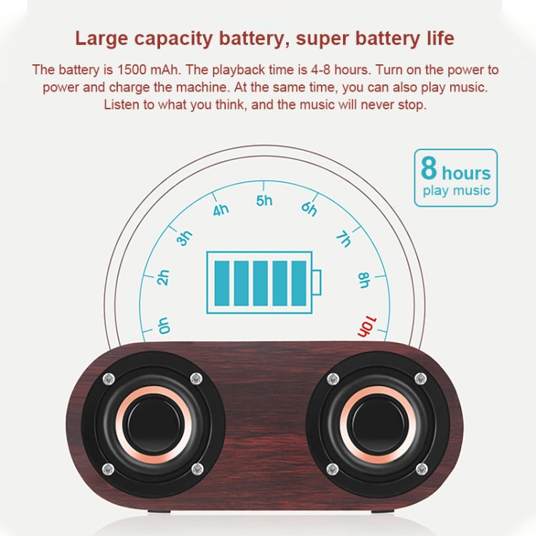 Q8 Bluetooth 4.2 Classic Wooden Double Horns Bluetooth Speaker, Q8(Red Wood Texture), Q8(Walnut Texture)