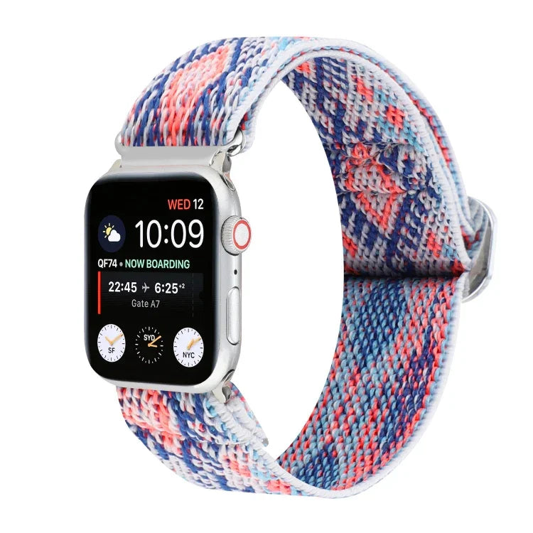 สายรัดนาฬิกาไนลอนยืดหยุ่นพร้อมหัวเข็มขัดโลหะญี่ปุ่น สำหรับ Apple Watch Series 7 45mm / 6 & SE & 5 & 4 44mm / 3 & 2 & 1 42mm, สำหรับ Apple Watch Series 8&7 41mm / SE 2&6&SE&5&4 40mm / 3&2&1 38mm
