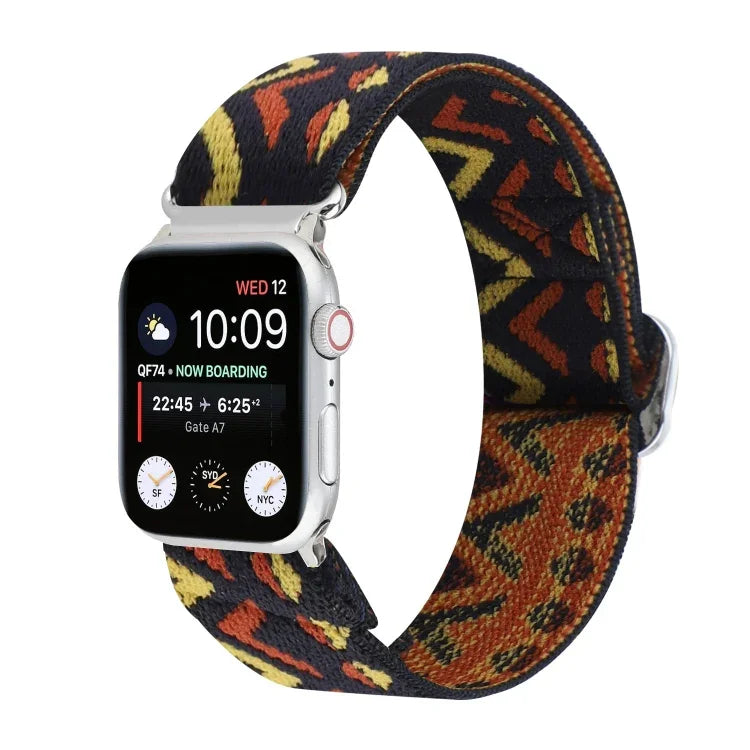 สายรัดนาฬิกาไนลอนยืดหยุ่นพร้อมหัวเข็มขัดโลหะญี่ปุ่น สำหรับ Apple Watch Series 7 45mm / 6 & SE & 5 & 4 44mm / 3 & 2 & 1 42mm, สำหรับ Apple Watch Series 8&7 41mm / SE 2&6&SE&5&4 40mm / 3&2&1 38mm