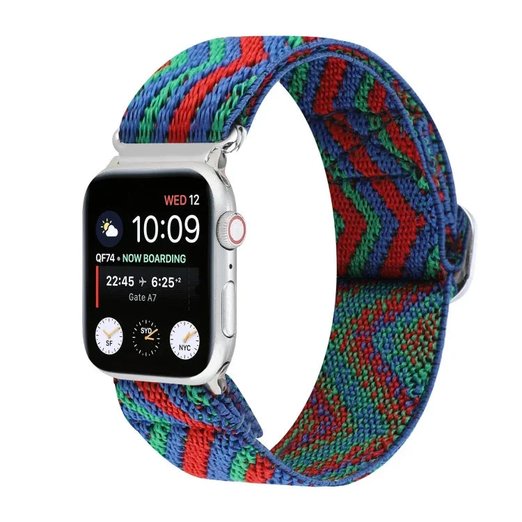 สายรัดนาฬิกาไนลอนยืดหยุ่นพร้อมหัวเข็มขัดโลหะญี่ปุ่น สำหรับ Apple Watch Series 7 45mm / 6 & SE & 5 & 4 44mm / 3 & 2 & 1 42mm, สำหรับ Apple Watch Series 8&7 41mm / SE 2&6&SE&5&4 40mm / 3&2&1 38mm