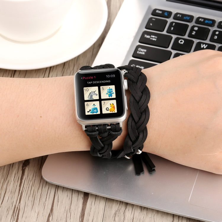 สายรัดนาฬิกาหนังถักมือ สำหรับ Apple Watch Series 6 & SE & 5 & 4 40mm / 3 & 2 & 1 38mm, สำหรับ Apple Watch Series 7 41mm / 6 & SE & 5 & 4 40mm / 3 & 2 & 1 38mm, สำหรับ Apple Watch Series 8&7 41mm / SE 2&6&SE&5&4 40mm / 3&2&1 38mm