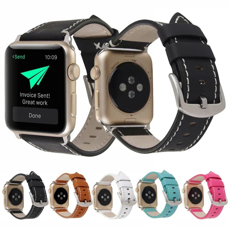 สายหนังลูกวัวแท้สำหรับ Apple Watch Series 6 & SE & 5 & 4 ขนาด 40 มม. / 3 & 2 & 1 ขนาด 38 มม., สำหรับ Apple Watch Series 7 ขนาด 41 มม. / 6 & SE & 5 & 4 ขนาด 40 มม. / 3 & 2 & 1 ขนาด 38 มม.