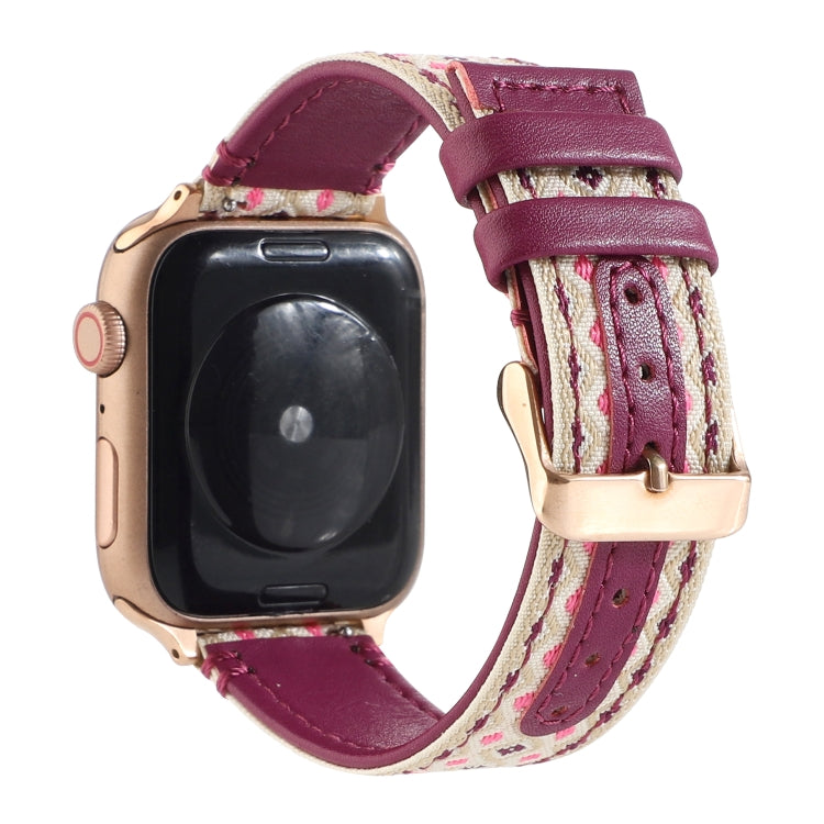 สายหนังลายชาติพันธุ์สำหรับ Apple Watch Series 6 & SE & 5 & 4 ขนาด 40 มม. / 3 & 2 & 1 ขนาด 38 มม., สำหรับ Apple Watch Series 7 ขนาด 41 มม. / 6 & SE & 5 & 4 ขนาด 40 มม. / 3 & 2 & 1 ขนาด 38 มม.
