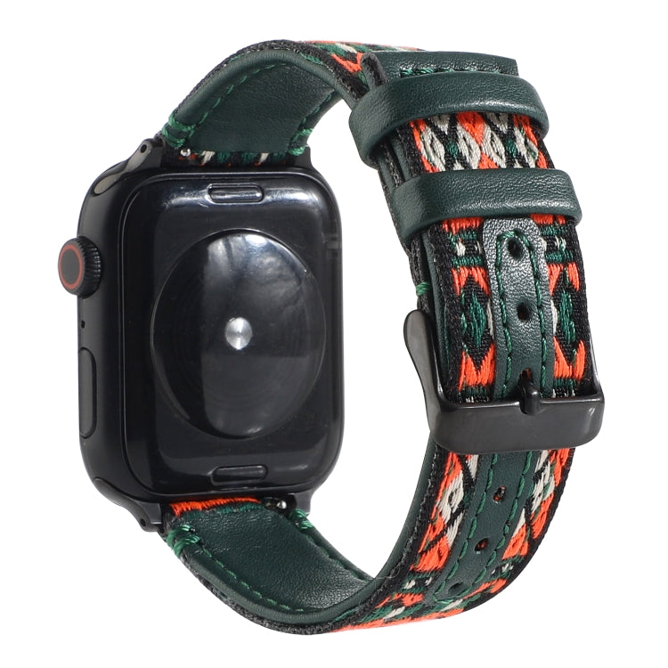 สายหนังลายชาติพันธุ์สำหรับ Apple Watch Series 6 & SE & 5 & 4 ขนาด 40 มม. / 3 & 2 & 1 ขนาด 38 มม., สำหรับ Apple Watch Series 7 ขนาด 41 มม. / 6 & SE & 5 & 4 ขนาด 40 มม. / 3 & 2 & 1 ขนาด 38 มม.