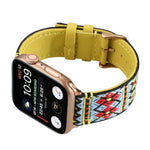 สายหนังลายชาติพันธุ์สำหรับ Apple Watch Series 6 & SE & 5 & 4 ขนาด 44 มม. / 3 & 2 & 1 ขนาด 42 มม., สำหรับ Apple Watch Series 7 ขนาด 45 มม. / 6 & SE & 5 & 4 ขนาด 44 มม. / 3 & 2 & 1 ขนาด 42 มม.
