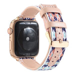 สายหนังลายชาติพันธุ์สำหรับ Apple Watch Series 6 & SE & 5 & 4 ขนาด 44 มม. / 3 & 2 & 1 ขนาด 42 มม., สำหรับ Apple Watch Series 7 ขนาด 45 มม. / 6 & SE & 5 & 4 ขนาด 44 มม. / 3 & 2 & 1 ขนาด 42 มม.