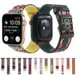 สายหนังลายชาติพันธุ์สำหรับ Apple Watch Series 6 & SE & 5 & 4 ขนาด 44 มม. / 3 & 2 & 1 ขนาด 42 มม., สำหรับ Apple Watch Series 7 ขนาด 45 มม. / 6 & SE & 5 & 4 ขนาด 44 มม. / 3 & 2 & 1 ขนาด 42 มม.