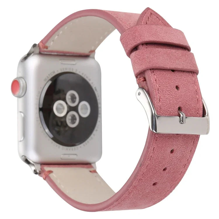 สายรัดนาฬิกาหนังแท้แบบด้านสำหรับ Apple Watch Series 6 & SE & 5 & 4 ขนาด 40mm / 3 & 2 & 1 ขนาด 38mm, สำหรับ Apple Watch Series 7 ขนาด 41mm / 6 & SE & 5 & 4 ขนาด 40mm / 3 & 2 & 1 ขนาด 38mm
