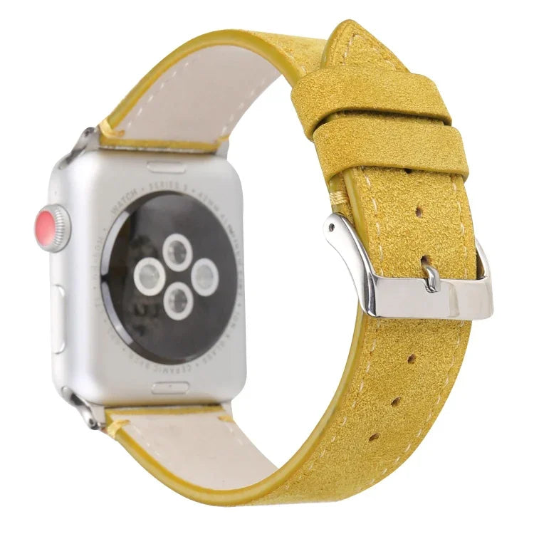 สายรัดนาฬิกาหนังแท้แบบด้านสำหรับ Apple Watch Series 6 & SE & 5 & 4 ขนาด 40mm / 3 & 2 & 1 ขนาด 38mm, สำหรับ Apple Watch Series 7 ขนาด 41mm / 6 & SE & 5 & 4 ขนาด 40mm / 3 & 2 & 1 ขนาด 38mm