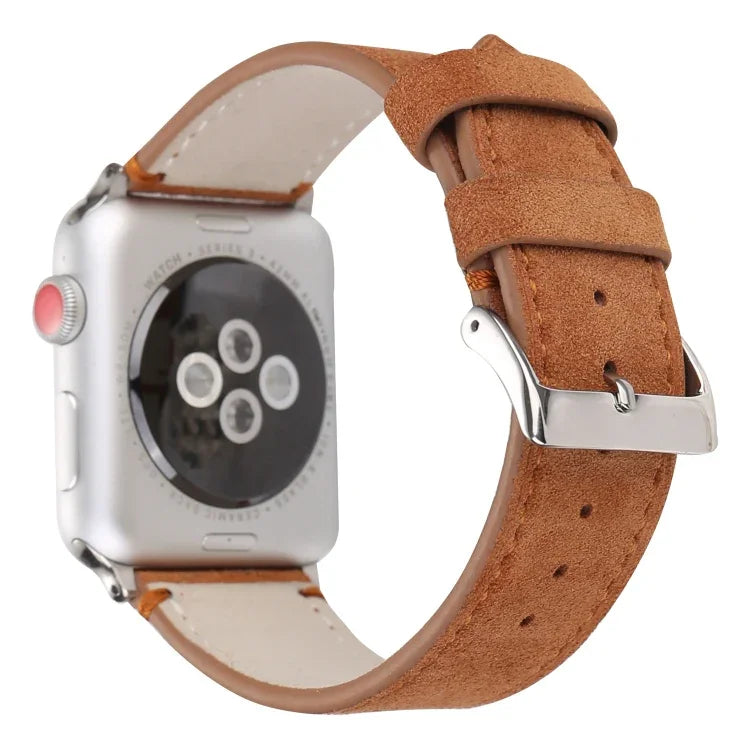 สายรัดนาฬิกาหนังแท้แบบด้านสำหรับ Apple Watch Series 6 & SE & 5 & 4 ขนาด 40mm / 3 & 2 & 1 ขนาด 38mm, สำหรับ Apple Watch Series 7 ขนาด 41mm / 6 & SE & 5 & 4 ขนาด 40mm / 3 & 2 & 1 ขนาด 38mm