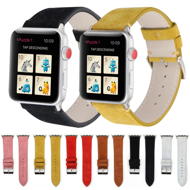 สายรัดนาฬิกาหนังแท้แบบด้านสำหรับ Apple Watch Series 6 & SE & 5 & 4 ขนาด 44mm / 3 & 2 & 1 ขนาด 42mm, สำหรับ Apple Watch Series 7 ขนาด 45mm / 6 & SE & 5 & 4 ขนาด 44mm / 3 & 2 & 1 ขนาด 42mm