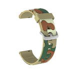 สายรัดข้อมือซิลิโคนลายพรางพร้อมหัวเข็มขัดเงิน ขนาด 20 มม. สำหรับ Samsung Galaxy Watch 3 41 มม., ขนาด 22 มม. สำหรับ Samsung Galaxy Watch 3 45 มม., ขนาด 20 มม. สำหรับ Samsung Galaxy Watch Active2 44 มม., ขนาด 20 มม. สำหรับ Huawei Watch GT 2 42 มม.