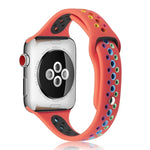 สายซิลิโคนสีรุ้งสำหรับ Apple Watch Series 6 & SE & 5 & 4 40mm / 3 & 2 & 1 38mm, สำหรับ Apple Watch Series 7 41mm / 6 & SE & 5 & 4 40mm / 3 & 2 & 1 38mm, สำหรับ Apple Watch Series 8&7 41mm / SE 2&6&SE&5&4 40mm / 3&2&1 38mm