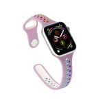 สายซิลิโคนสีรุ้งสำหรับ Apple Watch Series 6 & SE & 5 & 4 40mm / 3 & 2 & 1 38mm, สำหรับ Apple Watch Series 7 41mm / 6 & SE & 5 & 4 40mm / 3 & 2 & 1 38mm, สำหรับ Apple Watch Series 8&7 41mm / SE 2&6&SE&5&4 40mm / 3&2&1 38mm