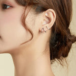 ต่างหูผู้หญิงเงินสเตอร์ลิง S925 สไตล์เรียบง่าย ลายเส้น