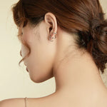 ต่างหูผู้หญิงเงินสเตอร์ลิง S925 สไตล์เรียบง่าย ลายเส้น