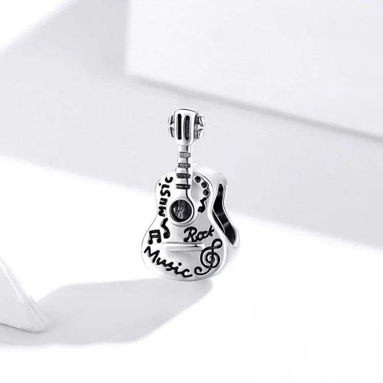 ลูกปัดกีตาร์เงินสเตอร์ลิง S925 อุปกรณ์ทำสร้อยข้อมือสร้อยคอ DIY ลายกีตาร์