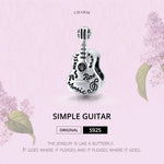 ลูกปัดกีตาร์เงินสเตอร์ลิง S925 อุปกรณ์ทำสร้อยข้อมือสร้อยคอ DIY ลายกีตาร์