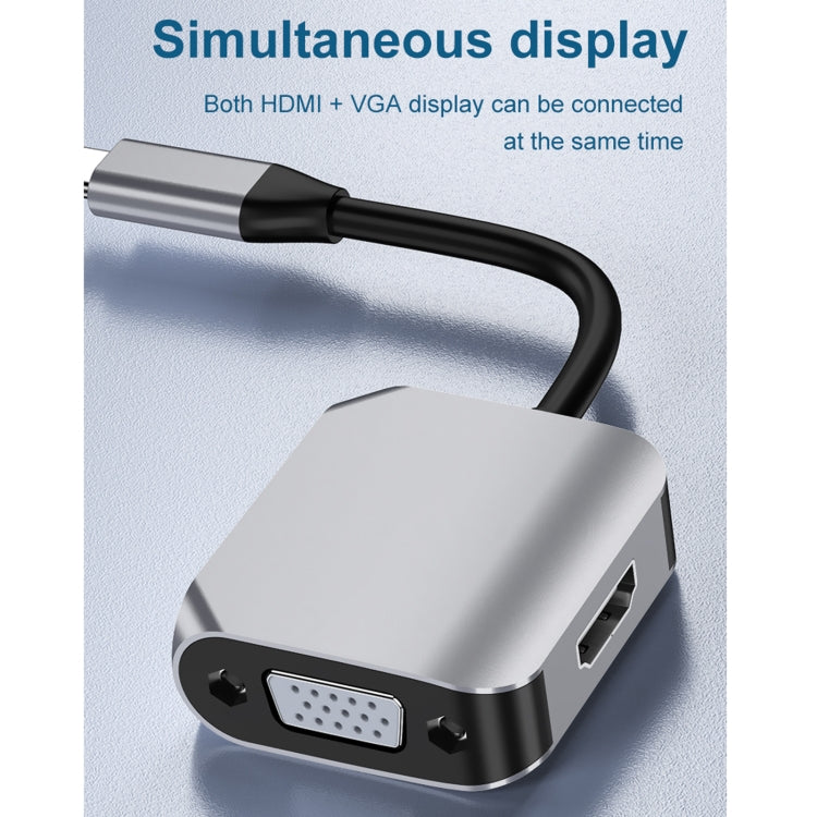 อะแดปเตอร์แปลง HW-6002 2-in-1 Type-C / USB-C เป็น HDMI + VGA, รุ่น HW-6002