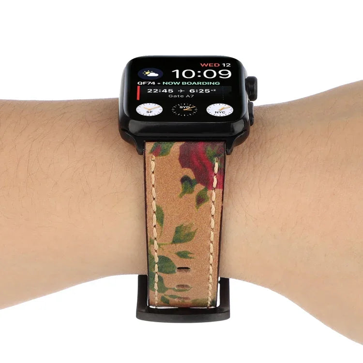 สายรัดข้อมือหนังแท้ชั้นบนสไตล์วินเทจสำหรับ Apple Watch Series 6 & SE & 5 & 4 44mm / 3 & 2 & 1 42mm, สำหรับ Apple Watch Series 7 45mm / 6 & SE & 5 & 4 44mm / 3 & 2 & 1 42mm