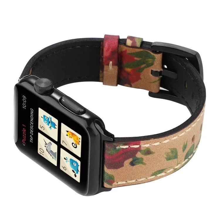 สายรัดข้อมือหนังแท้ชั้นบนสไตล์วินเทจสำหรับ Apple Watch Series 6 & SE & 5 & 4 40mm / 3 & 2 & 1 38mm, สำหรับ Apple Watch Series 8&7 41mm / SE 2&6&SE&5&4 40mm / 3&2&1 38mm, สำหรับ Apple Watch Series 7 41mm / 6 & SE & 5 & 4 40mm / 3 & 2 & 1 38mm