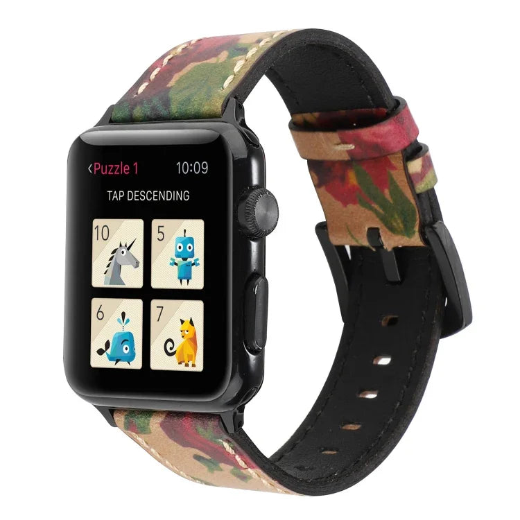 สายรัดข้อมือหนังแท้ชั้นบนสไตล์วินเทจสำหรับ Apple Watch Series 6 & SE & 5 & 4 40mm / 3 & 2 & 1 38mm, สำหรับ Apple Watch Series 8&7 41mm / SE 2&6&SE&5&4 40mm / 3&2&1 38mm, สำหรับ Apple Watch Series 7 41mm / 6 & SE & 5 & 4 40mm / 3 & 2 & 1 38mm
