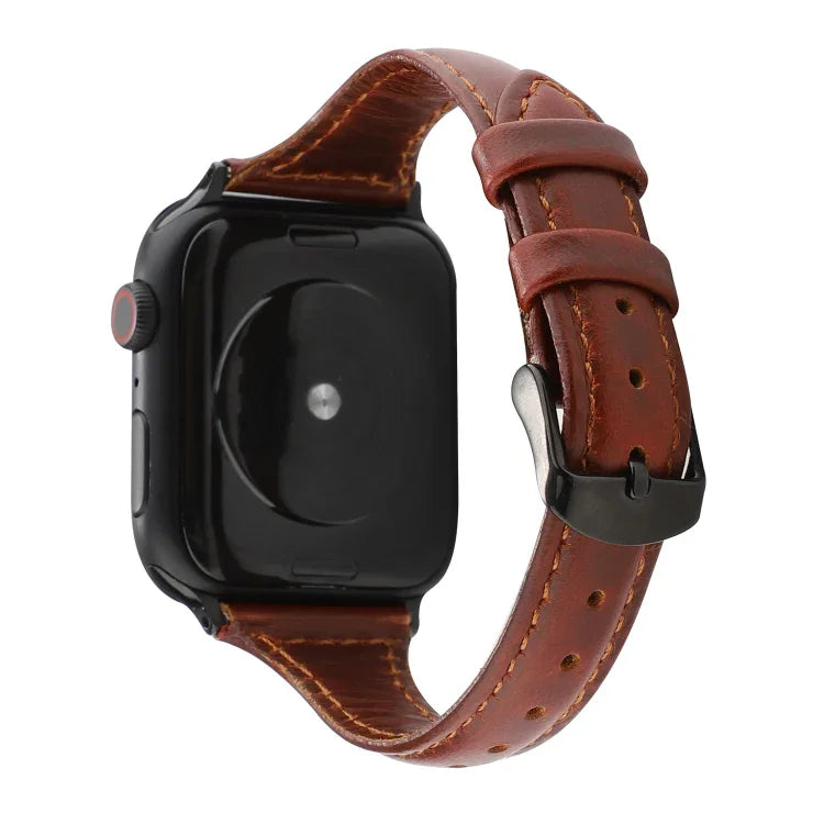 สายหนังแท้ลายหนังม้าบ้า สำหรับ Apple Watch Series 7 41 มม. / 6 & SE & 5 & 4 40 มม. / 3 & 2 & 1 38 มม., สำหรับ Apple Watch Series 8&7 41 มม. / SE 2&6&SE&5&4 40 มม. / 3&2&1 38 มม.
