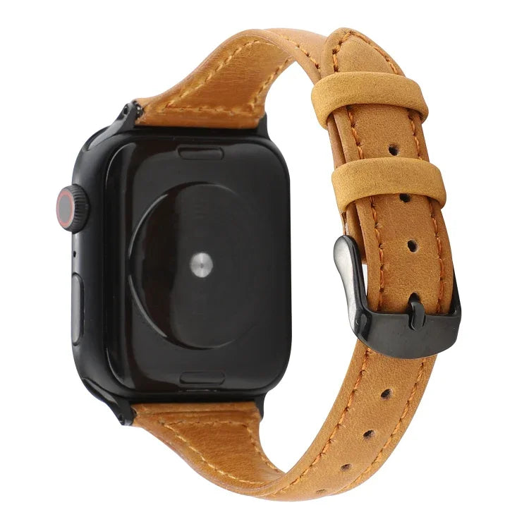 สายหนังแท้ลายหนังม้าบ้า สำหรับ Apple Watch Series 7 41 มม. / 6 & SE & 5 & 4 40 มม. / 3 & 2 & 1 38 มม., สำหรับ Apple Watch Series 8&7 41 มม. / SE 2&6&SE&5&4 40 มม. / 3&2&1 38 มม.