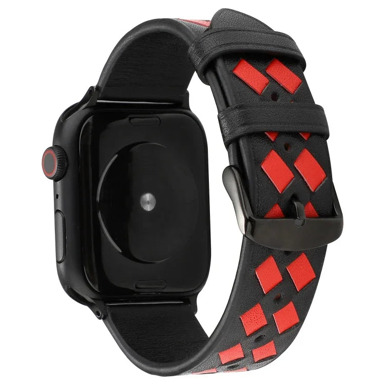 สายหนังแท้ลายทอ สำหรับ Apple Watch Series 8&7 41 มม. / SE 2&6&SE&5&4 40 มม. / 3&2&1 38 มม., สำหรับ Apple Watch Series 7 41 มม. / 6 & SE & 5 & 4 40 มม. / 3 & 2 & 1 38 มม., สำหรับ Apple Watch Series 7 45 มม. / 6 & SE & 5 & 4 44 มม. / 3 & 2 & 1 42 มม.