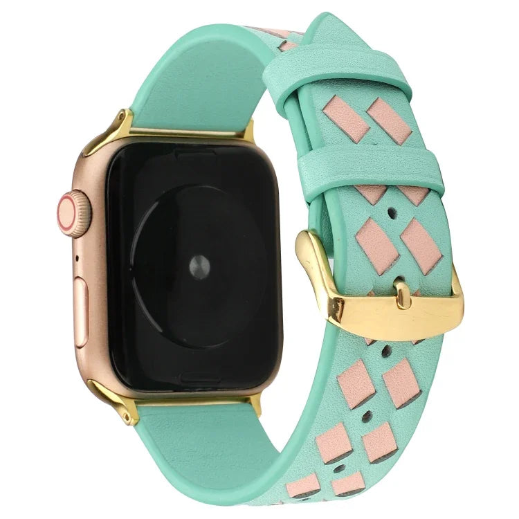 สายหนังแท้ลายทอ สำหรับ Apple Watch Series 8&7 41 มม. / SE 2&6&SE&5&4 40 มม. / 3&2&1 38 มม., สำหรับ Apple Watch Series 7 41 มม. / 6 & SE & 5 & 4 40 มม. / 3 & 2 & 1 38 มม., สำหรับ Apple Watch Series 7 45 มม. / 6 & SE & 5 & 4 44 มม. / 3 & 2 & 1 42 มม.