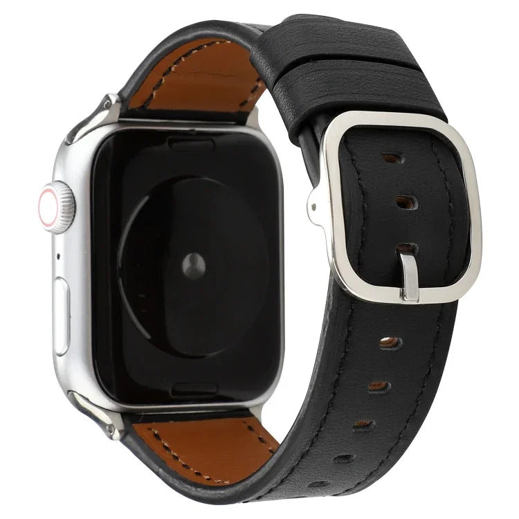 สายหนังแท้สไตล์โมเดิร์นพร้อมหัวเข็มขัด สำหรับ Apple Watch Series 7 41 มม. / 6 & SE & 5 & 4 40 มม. / 3 & 2 & 1 38 มม., สำหรับ Apple Watch Series 7 45 มม. / 6 & SE & 5 & 4 44 มม. / 3 & 2 & 1 42 มม.