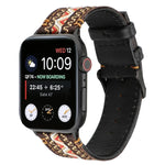 สายหนังแท้สไตล์ชาติพันธุ์ สำหรับ Apple Watch Series 7 41 มม. / 6 & SE & 5 & 4 40 มม. / 3 & 2 & 1 38 มม., สำหรับ Apple Watch Series 7 45 มม. / 6 & SE & 5 & 4 44 มม. / 3 & 2 & 1 42 มม.