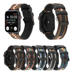 สายหนังแท้สไตล์ชาติพันธุ์ สำหรับ Apple Watch Series 7 41 มม. / 6 & SE & 5 & 4 40 มม. / 3 & 2 & 1 38 มม., สำหรับ Apple Watch Series 7 45 มม. / 6 & SE & 5 & 4 44 มม. / 3 & 2 & 1 42 มม.