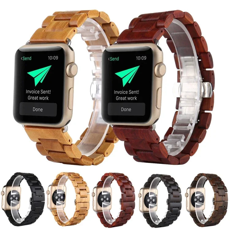 สายรัดข้อมือไม้สำรองสำหรับ Apple Watch Series 7 41mm / & 6 & SE & 5 & 4 40mm, สำหรับ Apple Watch Series 7 45mm / & 6 & SE & 5 & 4 44mm
