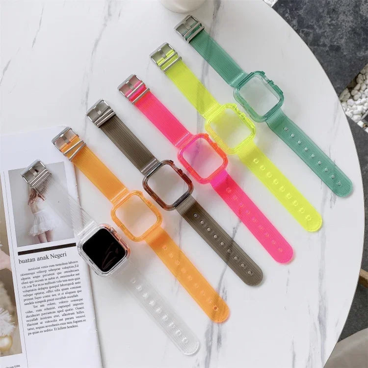 สายรัดข้อมือ TPU โปร่งใสสีลูกกวาดสำหรับ Apple Watch Series 6 & SE & 5 & 4 40mm, สำหรับ Apple Watch Series 7 41mm / & 6 & SE & 5 & 4 40mm
