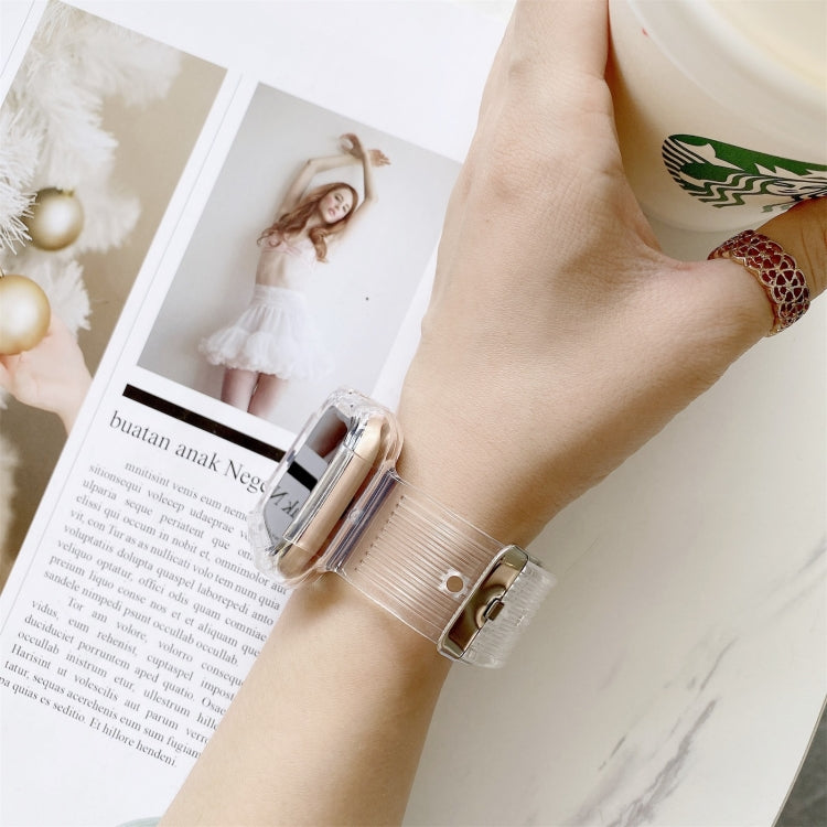 สายรัดข้อมือ TPU โปร่งใสสีลูกกวาดสำหรับ Apple Watch Series 6 & SE & 5 & 4 44mm, สำหรับ Apple Watch Series 7 45mm / & 6 & SE & 5 & 4 44mm